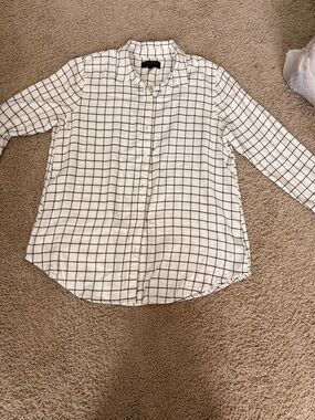 Banana Republic Black and White Windowpane Boyfriend Shirt